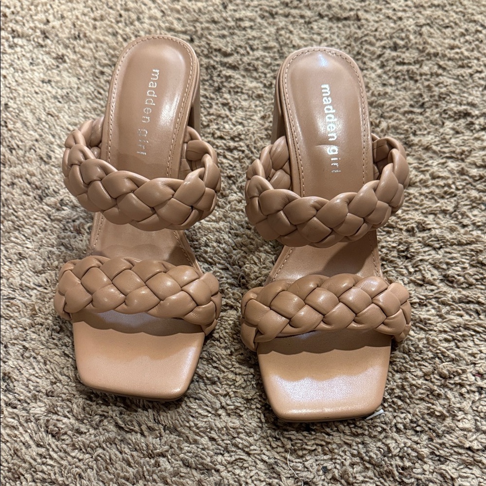 New, Never worn Madden Girl Brown Braided Heels